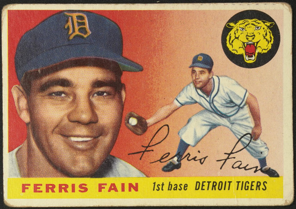 1955 Topps Ferris Fain #11 Detroit Tigers Fair — Example B front of card