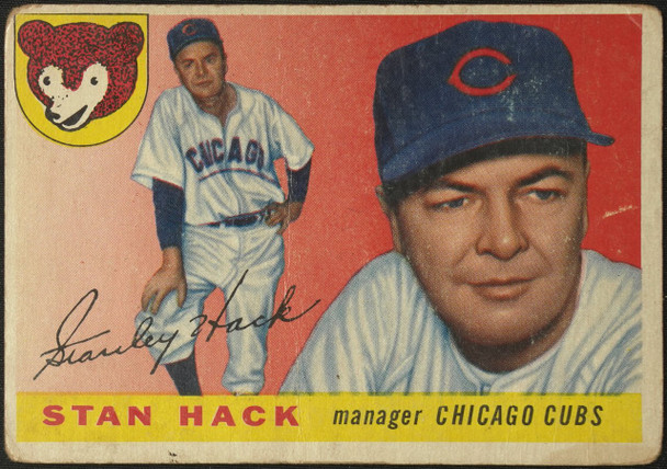 1955 Topps Stan Hack #6 Chicago Cubs Low Grade - Creases Example C front of card