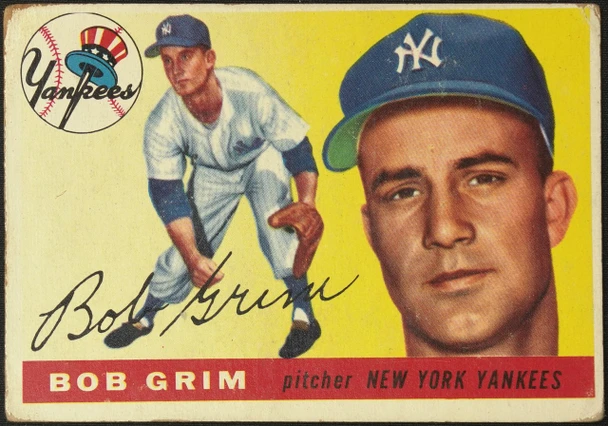 1955 Topps Bob Grim #80 New York Yankees RC Fair Example B front of card