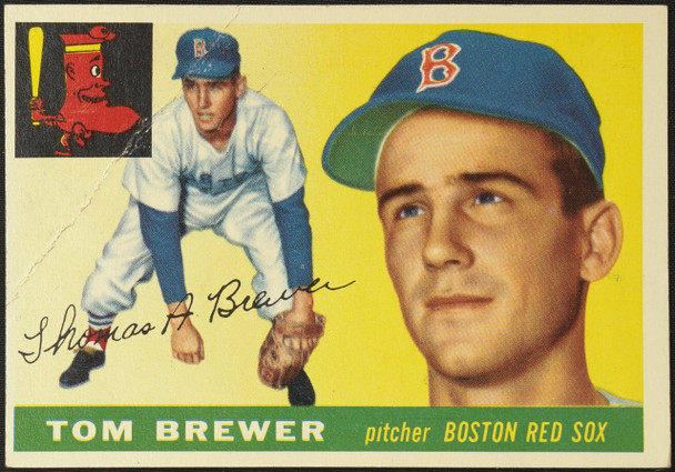 1955 Topps Tom Brewer #83 Boston Red Sox RC Low Grade - Creases Example B front of card