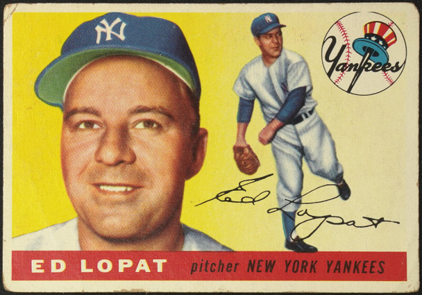 1955 Topps Ed Lopat #109 New York Yankees Fair — Example B front of card