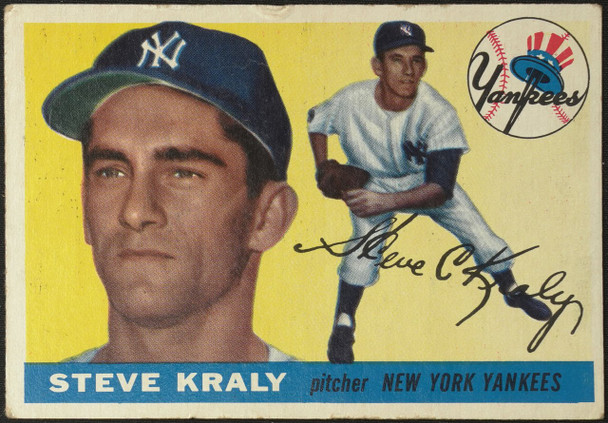 1955 Topps Steve Kraly #139 New York Yankees RC Fair — Example B front of card