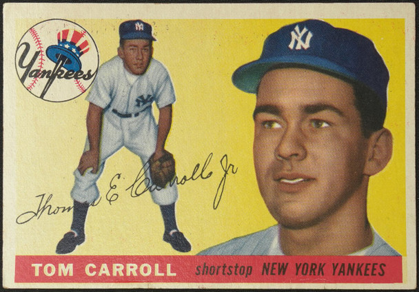 1955 Topps Tom Carroll #158 New York Yankees RC Fair Example B front of card