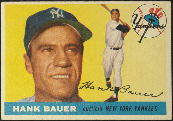 1955 Topps Hank Bauer #166 New York Yankees High Number Fair Example B front of card