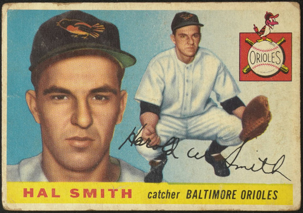 1955 Topps Hal Smith #8 Baltimore Orioles Fair — Example B front of card