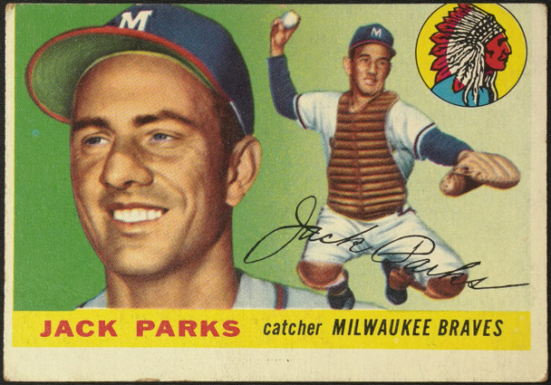 1955 Topps Jack Parks #23 Milwaukee Braves Fair — Example B front of card