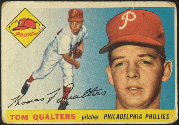 1955 Topps Tom Qualters #33 Philadelphia Phillies Low Grade - Creases front of card