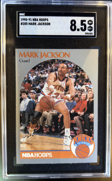 1990-91 NBA Hoops Mark Jackson #205 Menendez Brothers Cameo SGC 8.5 front of card