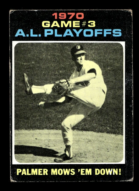 1971 Topps AL Playoffs Game 3 #197 Jim Palmer HOF Good front of card
