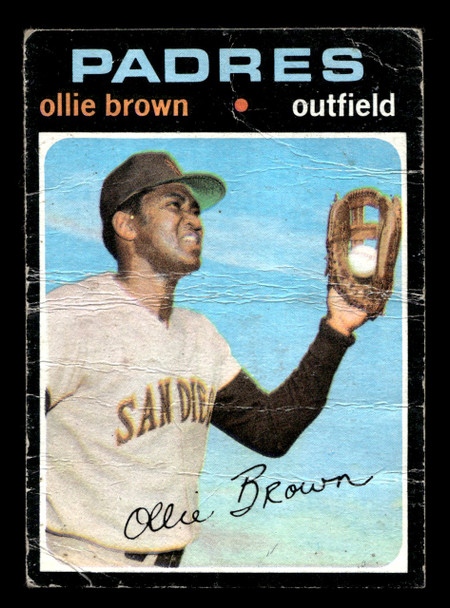 1971 Topps Ollie Brown #505 San Diego Padres Low Grade - Creases front of card