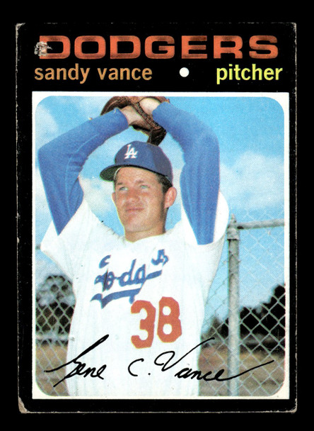 1971 Topps Sandy Vance #34 Los Angeles Dodgers RC VG — Example A front of card