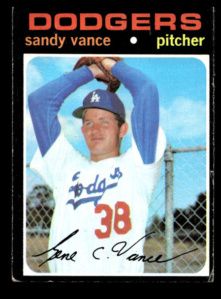 1971 Topps Sandy Vance #34 Los Angeles Dodgers RC VG — Example B front of card