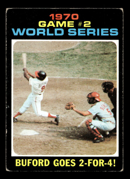 1971 Topps Buford Goes 2-For-4 #328 1970 World Series Low Grade - Creases front of card