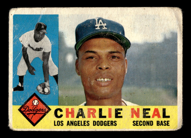 1960 Topps Charlie Neal #155 Los Angeles Dodgers Low Grade - Creases front of card