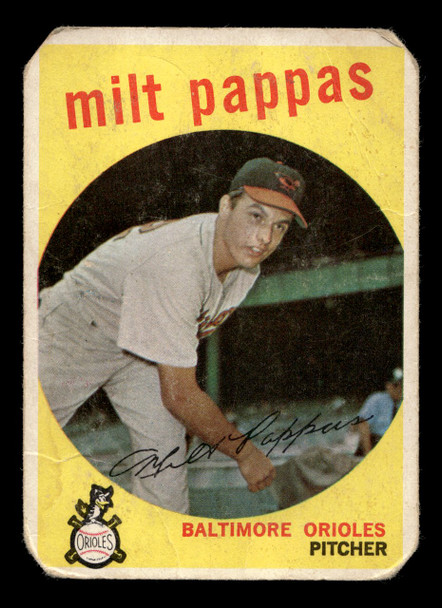 1959 Topps Milt Pappas #391 Baltimore Orioles Low Grade - Creases front of card