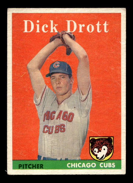 1958 Topps Dick Drott #80 Chicago Cubs Low Grade - Creases front of card