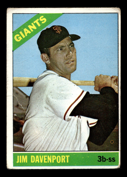 1966 Topps Jim Davenport #176 San Francisco Giants Low Grade - Creases front of card