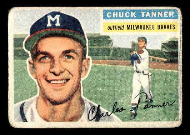 1956 Topps Chuck Tanner #69 Milwaukee Braves Fair front of card