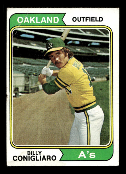 1974 Topps Billy Conigliaro #545 Oakland Athletics Low Grade - Creases front of card