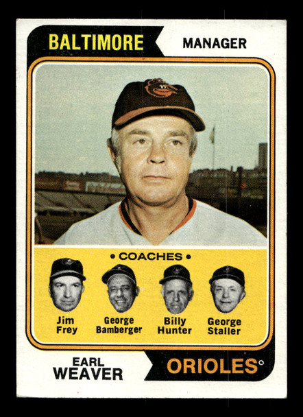 1974 Topps Earl Weaver #306 Baltimore Orioles HOF VG front of card
