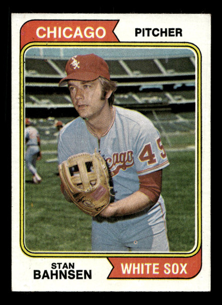 1974 Topps Stan Bahnsen #254 Chicago White Sox VG front of card