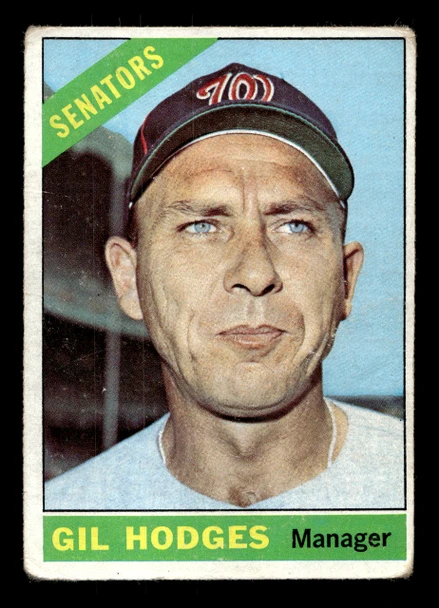 1966 Topps Gil Hodges #386 Washington Senators HOF Low Grade - Creases front of card