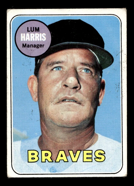 1969 Topps Lum Harris #196 Atlanta Braves VG-EX front of card