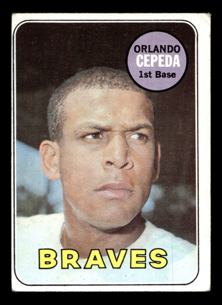 1969 Topps Orlando Cepeda #385 Atlanta Braves HOF VG-EX front of card