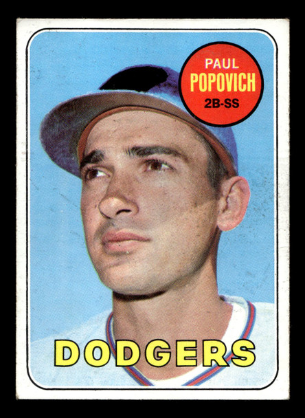 1969 Topps Paul Popovich #47 Los Angeles Dodgers VG front of card