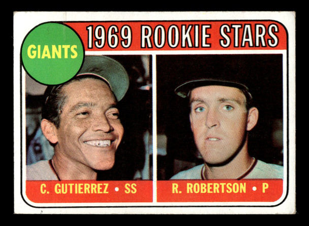 1969 Topps Cesar Gutierrez / Rich Robertson #16 Giants Rookies RC VG front of card