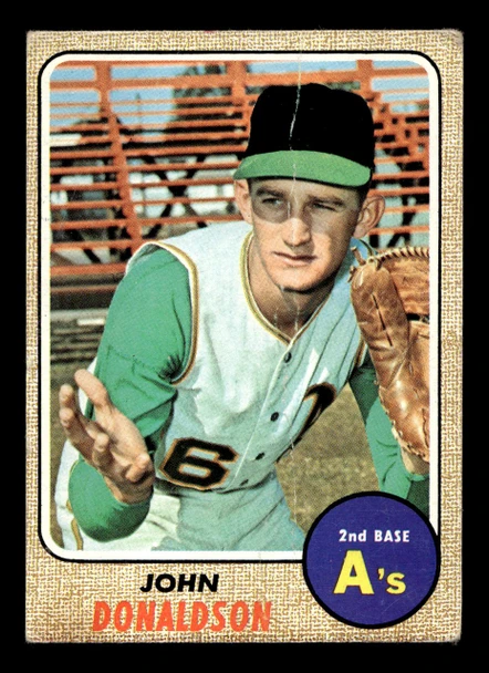 1968 Topps John Donaldson #244 Oakland Athletics Low Grade - Creases front of card