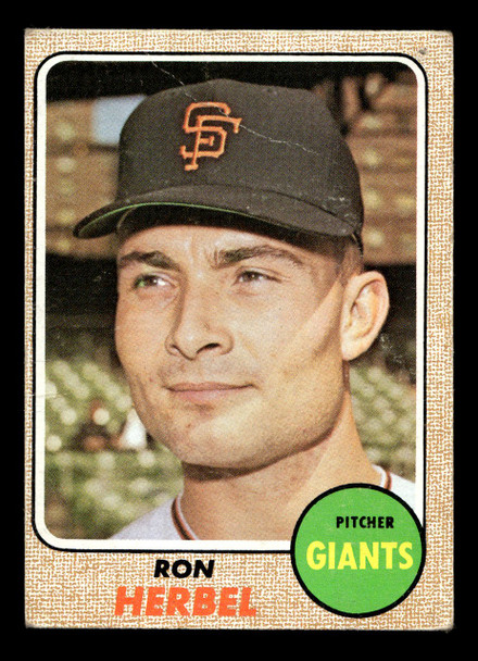 1968 Topps Ron Herbel #333 San Francisco Giants Low Grade - Creases front of card
