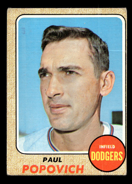 1968 Topps Paul Popovich #266 Los Angeles Dodgers VG-EX front of card