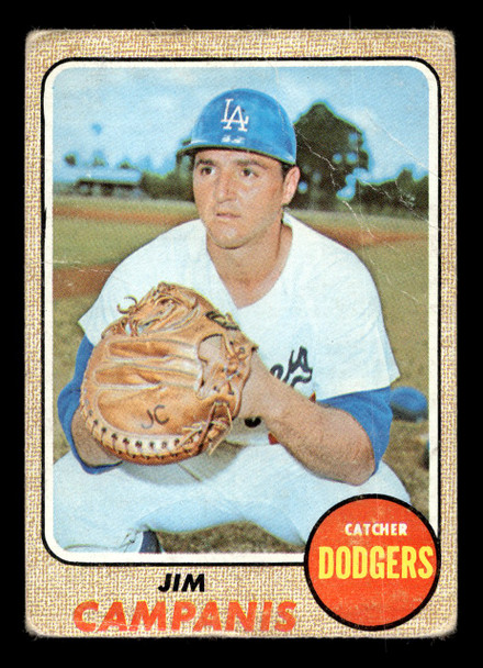 1968 Topps Jim Campanis #281 Los Angeles Dodgers Low Grade - Creases front of card