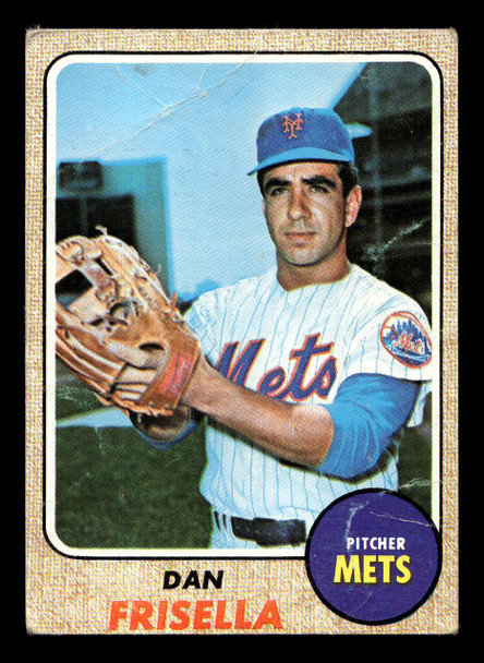 1968 Topps Danny Frisella #191 New York Mets Low Grade - Creases front of card