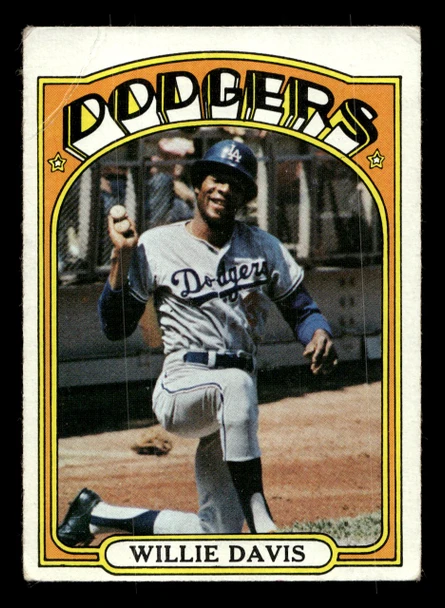 1972 Topps Willie Davis #390 Los Angeles Dodgers VG-EX — Example B front of card