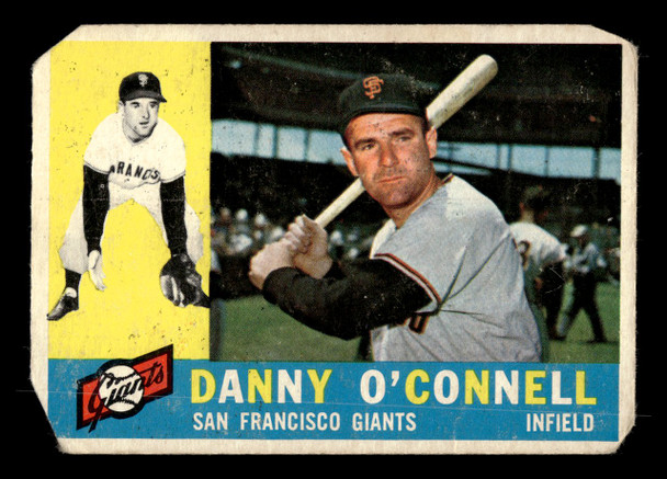 1960 Topps Danny O'Connell #192 San Francisco Giants Low Grade - Trimmed front of card