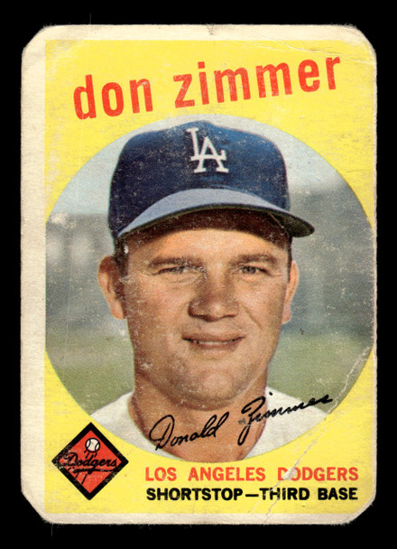 1959 Topps Don Zimmer #287 Los Angeles Dodgers Low Grade - Creases — Example B front of card