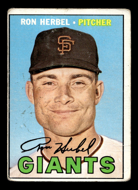 1967 Topps Ron Herbel #156 San Francisco Giants Low Grade - Creases - Front