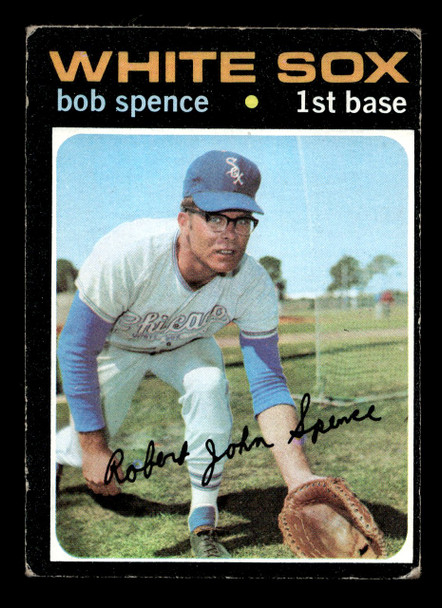 1971 Topps Bob Spence #186 Chicago White Sox RC Low Grade - Creases - Front
