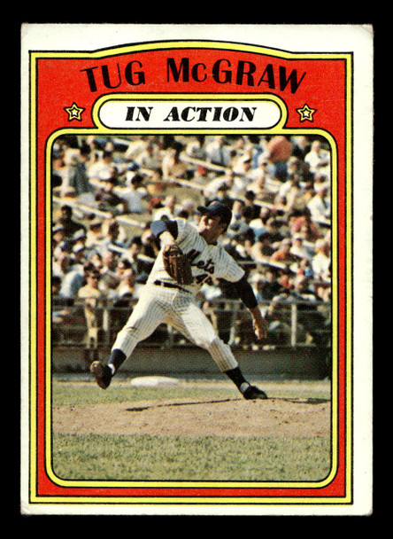 1972 Topps Tug McGraw #164 In Action New York Mets Low Grade - Creases - Front