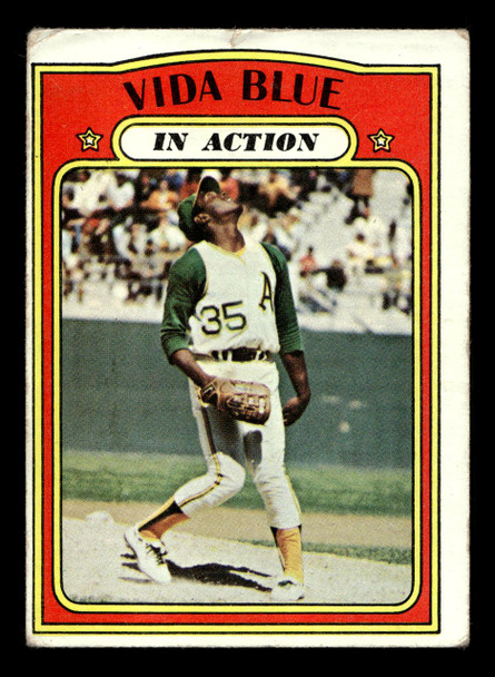 1972 Topps Vida Blue #170 In Action Oakland Athletics Poor - Front