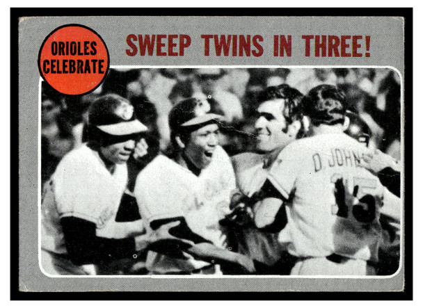 1970 Topps Baseball Orioles Celebrate ALCS Sweep #202 League Playoff VG-EX front of card