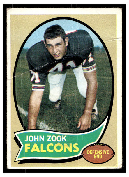 1970 Topps John Zook #209 Low Grade - Creases front of card