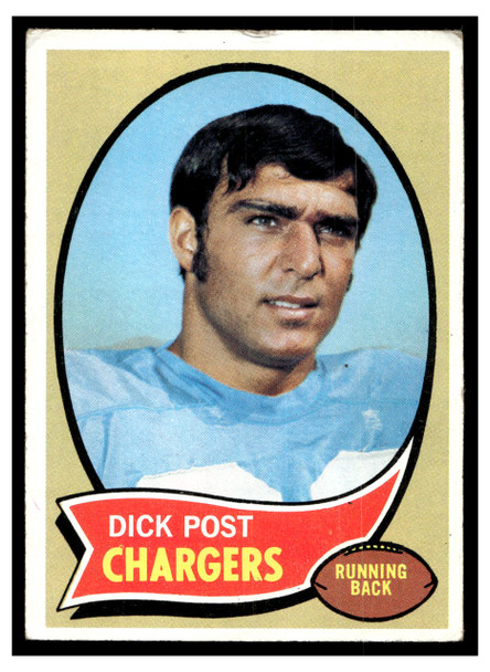 1970 Topps Football Dick Post #97 Low Grade - Creases front of card