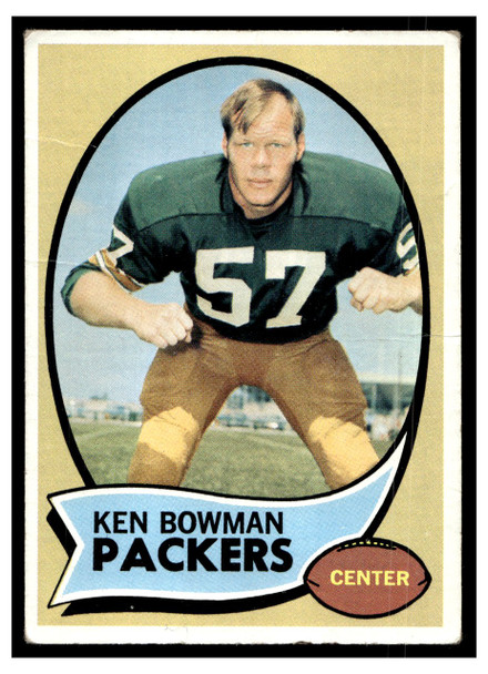 1970 Topps Football Ken Bowman #79 Low Grade - Creases front of card