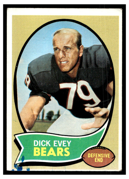 1970 Topps Football Dick Evey #106 Low Grade - Marks front of card