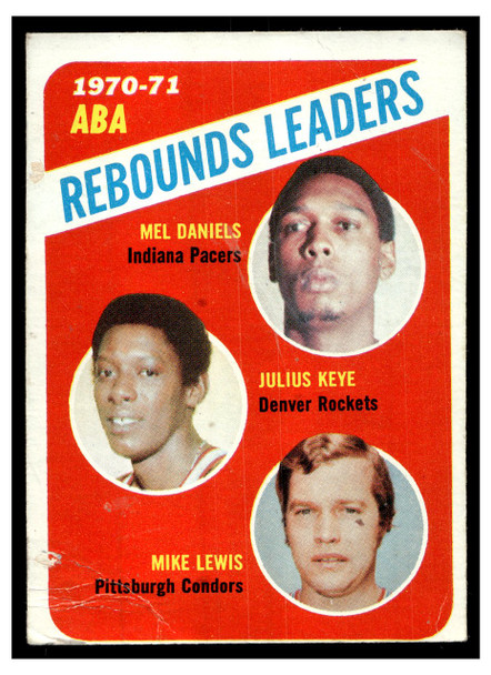 1971 Topps Basketball 1970-71 ABA Rebounds Leaders #150 League Leaders Poor front of card