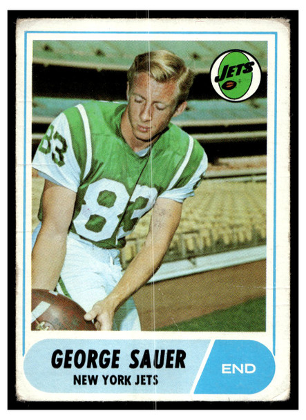 1968 Topps Football George Sauer #13 VG — Example A front of card