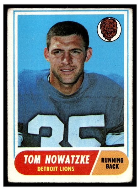 1968 Topps Football Tom Nowatzke #78 VG — Example A front of card